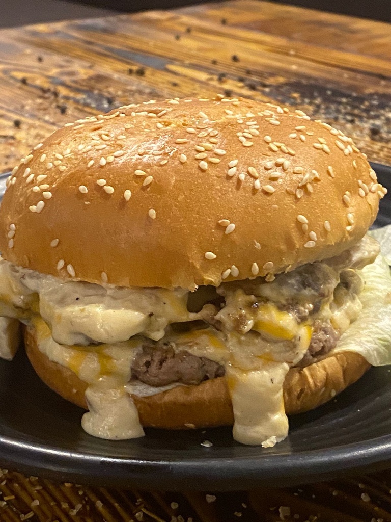 Double Swiss Mushroom Meat Burger