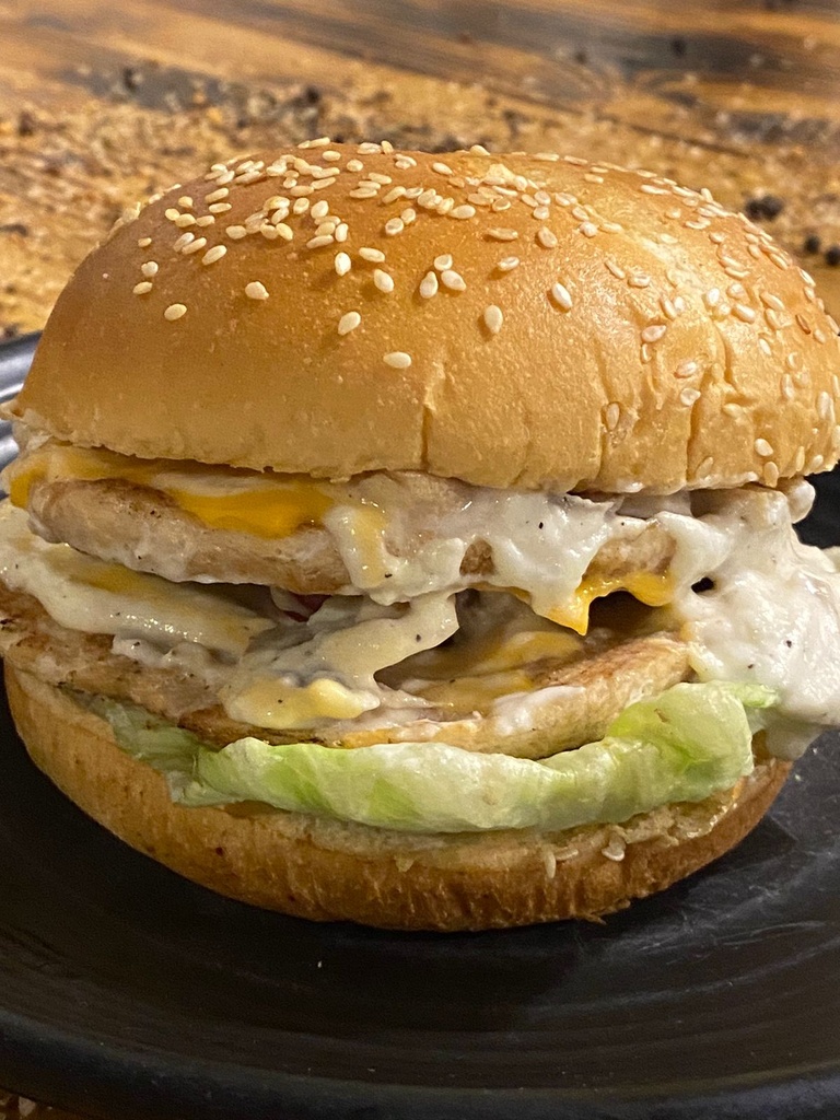 Double Swiss Mushroom Chicken Burger