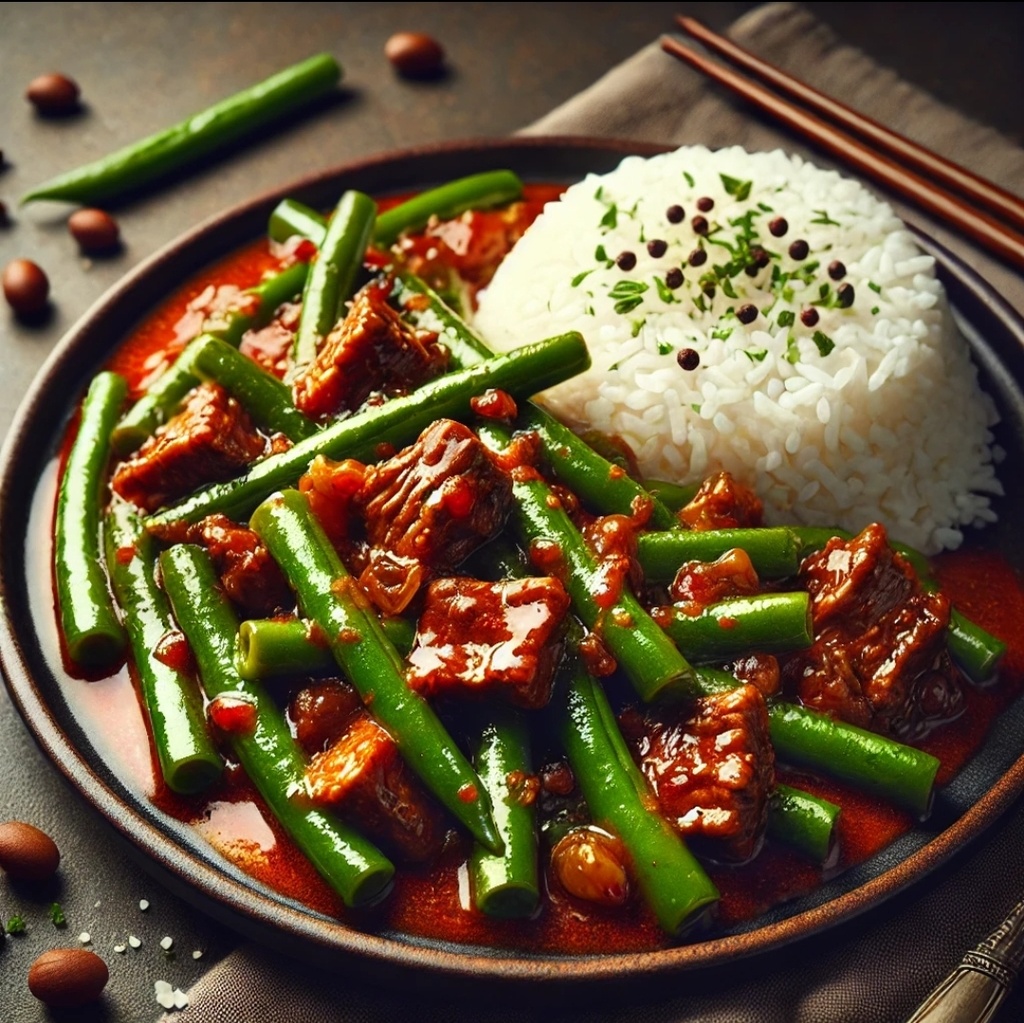 Green Beans with Cubic Meat & Rice 450g (HOWCK)